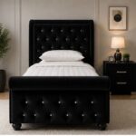 Luxury Upholstered Sleigh Single Bed