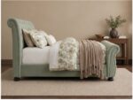 Premium Sleigh Double Bed – Soft Upholstered Design - Image 2