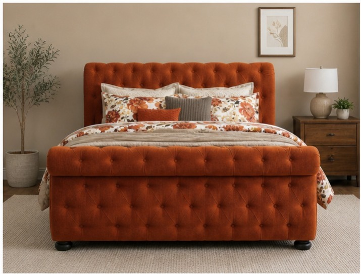 WhatsApp Image 2026-05-02 at 12.07.19 AM Sleigh Double Bed Velvet – Luxury Upholstered Bed - Image 1
