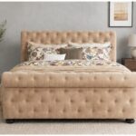 Sleigh Double Bed with Headboard & Footboard