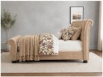 Sleigh King Size Bed Velvet – Luxury Upholstered Bed - Image 5