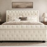 Luxury Sleigh Super King Bed with Upholstered Finish