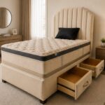 Double Divan Bed with Premium Fabric - Bed Base with Storage