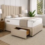Double Divan Bed with Modern Upholstery - Double Divan Bed with Drawers