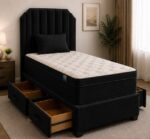 Single Divan Bed Base with Storage Features - Bedroom Single Divan Bed with Drawers - Image 2