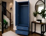 Modern Blue 2 Door Wardrobe with 2 Drawers - Bedroom Storage Cabinet - Image 4