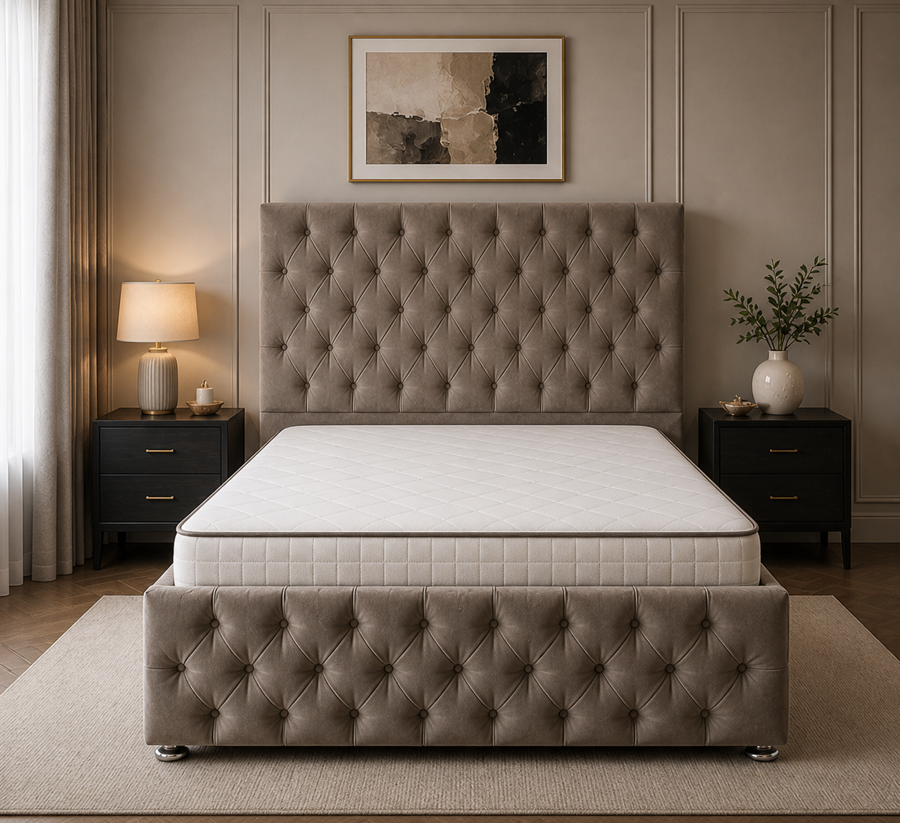 b1ca9847-37fa-43db-a1f1-6cfed2bdaa04 Upholstered Double Divan Bed Frame – Luxury & Comfortable Design - Image 1