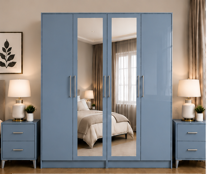 blue_top_left (1) Multi Storage 4 Door Wardrobe with 2 Mirrors - Image 1