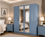 Multi Storage 4 Door Wardrobe with 2 Mirrors - Image 2