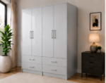 Modern Bedroom Wardrobe - Large 4 Door Wardrobe with Drawer - Image 3