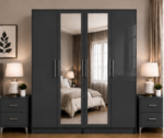 Modern Furniture 4 Door Wardrobe with Mirrors