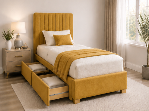 dfgrgeg Modern Single Divan Bed with Drawers - Single Bed - Image 1