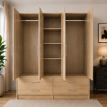 Luxury Wooden Closet with 4 Drawers - Wardrobe with Drawers for Bedroom