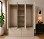 Stylish Wooden Closet – 4 Door Wardrobe with 4 Drawers