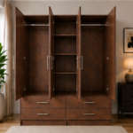Spacious Clothing Wardrobe with Drawers - 4 Door Wardrobe