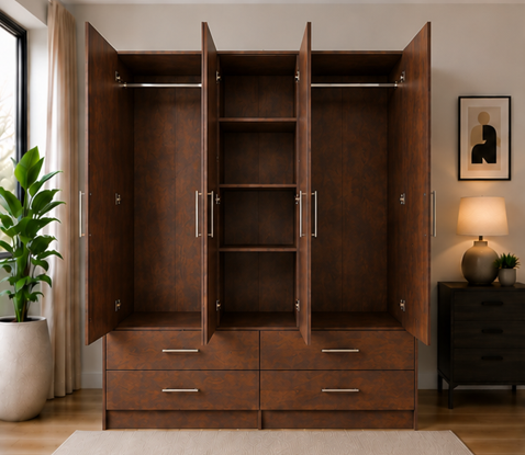 eeefefd Spacious Clothing Wardrobe with Drawers - 4 Door Wardrobe - Image 1