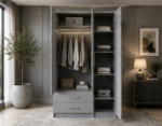 Modern Bedroom Closet with Drawers and Mirror - Elegant Home Wardrobe - Image 2