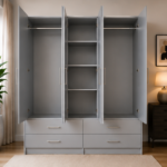Modern Bedroom Wardrobe with 4 Drawers - Wardrobe with Drawers for Bedroom