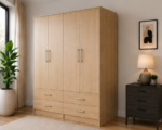 Luxury Wooden Closet with 4 Drawers - Wardrobe with Drawers for Bedroom - Image 3