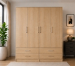 Luxury Wooden Closet with 4 Drawers - Wardrobe with Drawers for Bedroom - Image 2