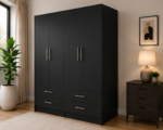 4 Door Bedroom Wardrobe with 4 Storage Drawers - Image 3