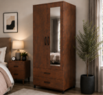 Compact 2 Door Wardrobe with Full Length Mirror - Stylish Double Door Wardrobe
