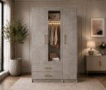 Durable Triple Door Wardrobe with Drawer Storage - Wardrobe - Image 3