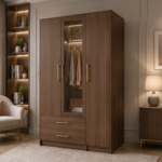 Modern Home Wardrobe with 2 Drawers & Mirror - Wardrobe with Mirror Panel