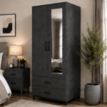 Space Saver 2 Door Wardrobe with 2 Drawers and Mirror