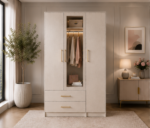 Elegant 3 Door Wardrobe with 2 Drawers and 1 Mirror - Wardrobe without Mirror - Image 5