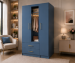 Modern 3 Door Wardrobe with 2 Drawers and 1 Mirror -  Wardrobe with Drawers