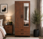 Compact 2 Door Wardrobe with Full Length Mirror - Stylish Double Door Wardrobe - Image 5