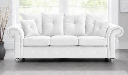 fghg White 3 Seater Sofa - Ashwin Stylish 3 Seater Sofa - Image 1