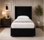 Modern Fabric Wingback Single Bed - Deluxe Panel Single Bed Frame - Image 2