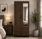 Sleek 2 Door Wardrobe Organizer with Mirror - Multi Storage 2 Door Wardrobe - Image 5