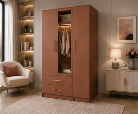 fteefege Stylish Bedroom Storage Unit with Mirror - Wardrobe - Image 1
