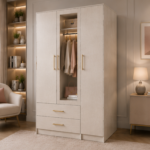 Elegant 3 Door Wardrobe with 2 Drawers and 1 Mirror - Wardrobe without Mirror