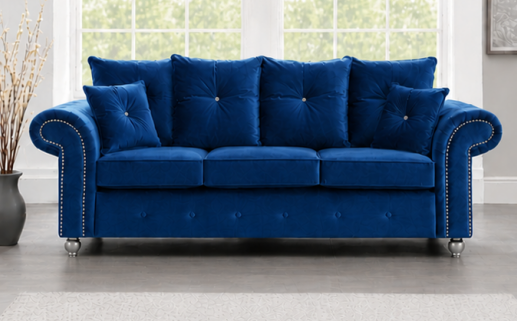 gfh Blue Fabric 3 Seater Sofa - Image 1