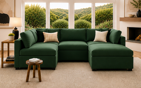 ghdfhv U Shape Sofa – Luxury Large 4 Seating Sofa - Image 1