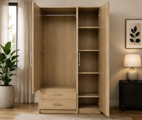 gregrsgr 3 Door Wardrobe with 2 Drawers – Practical Storage Solution - Wardrobe with Drawers - Image 1