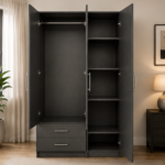 3 Door Wardrobe with 2 Drawers – Modern Wooden Wardrobe