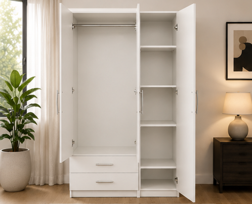 grhrgrgrs 3 Door Wardrobe – Contemporary Wooden Wardrobe - Image 1