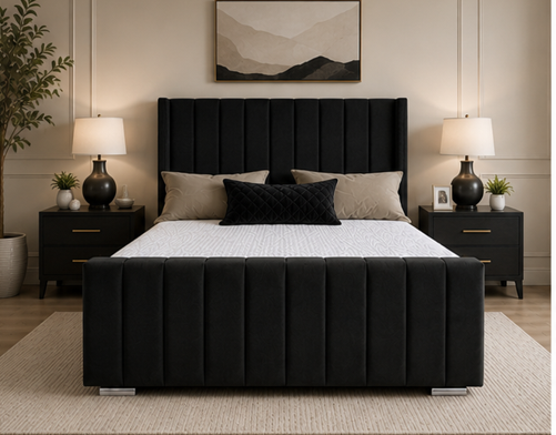 hgdfshdh Panel Double Bed – Modern Luxury Bedroom Bed - Image 1