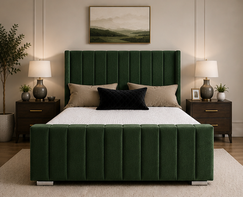 hghdh Panel Double Bed – Soft Cushion Comfort Bedroom Bed - Image 1