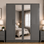 Spacious 4 Door Wardrobe with 2 Front Mirrors