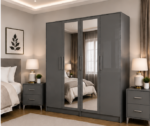 Spacious 4 Door Wardrobe with 2 Front Mirrors - Image 2