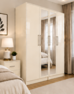 Durable 4 Door Wardrobe with Mirror Finish - Wooden Wardrobe 4 Door with Mirrors - Image 5