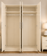 Durable 4 Door Wardrobe with Mirror Finish - Wooden Wardrobe 4 Door with Mirrors - Image 3
