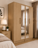 Contemporary 4 Door Wardrobe with Mirror Design - Large Storage 4 Door Wardrobe - Image 6