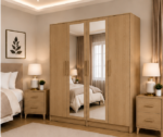 Contemporary 4 Door Wardrobe with Mirror Design - Large Storage 4 Door Wardrobe - Image 2